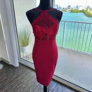 Beautiful burgundy sleeveless, backless, dress